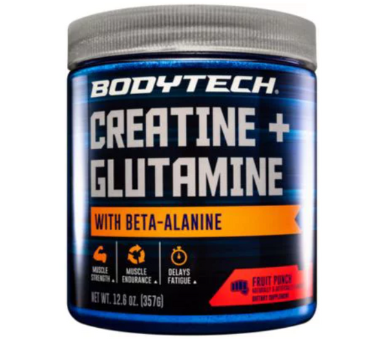 BodyTeach Creatine and Glutamine with Beta Alanine Fruit Punch - Supports Muscle Growth, Recovery and Immune Health (12.6 Ounce Powder)