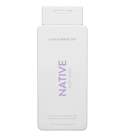 Native Natural Body Wash, Lilac & White Tea, Sulfate Free, Paraben Free, 18 oz