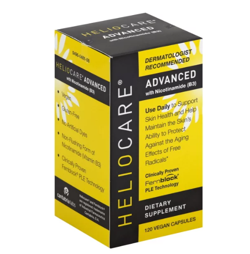 Heliocare Advanced Nicotinamide B3 Supplement: Niacinamide 250mg and Fernblock PLE Extract 120mg Per Capsule - Helps Support Skin Cell Health W/Antioxidant Rich Vitamin B3 Niacin - 120 Vegan Capsules