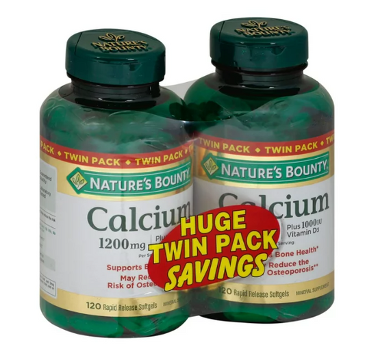 Nature's Bounty Calcium Plus Vitamin D3 120 Softgels Twin Pack -- 1200 mg - 240 Rapid Release Softg